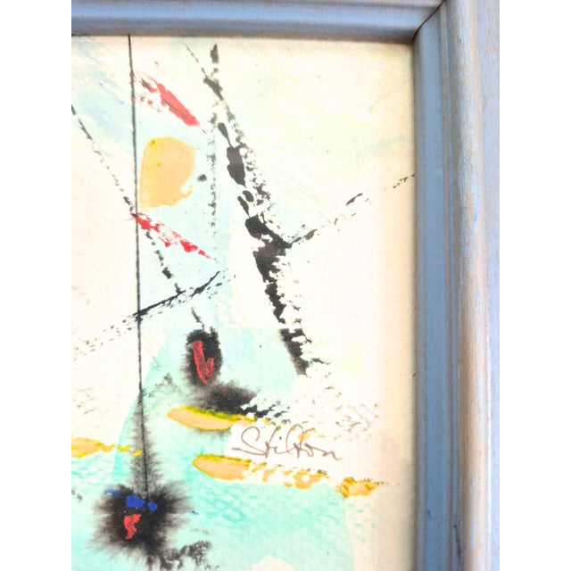 Water color, acrylic, mixed media painting on fine white watercolor paper by Peter Stilton, signed by artist. Abstract but...