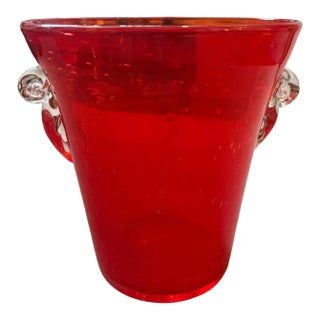 1970s Modern Red Murano Glass Wine Cooler, Hand-Crafted, Italy For Sale