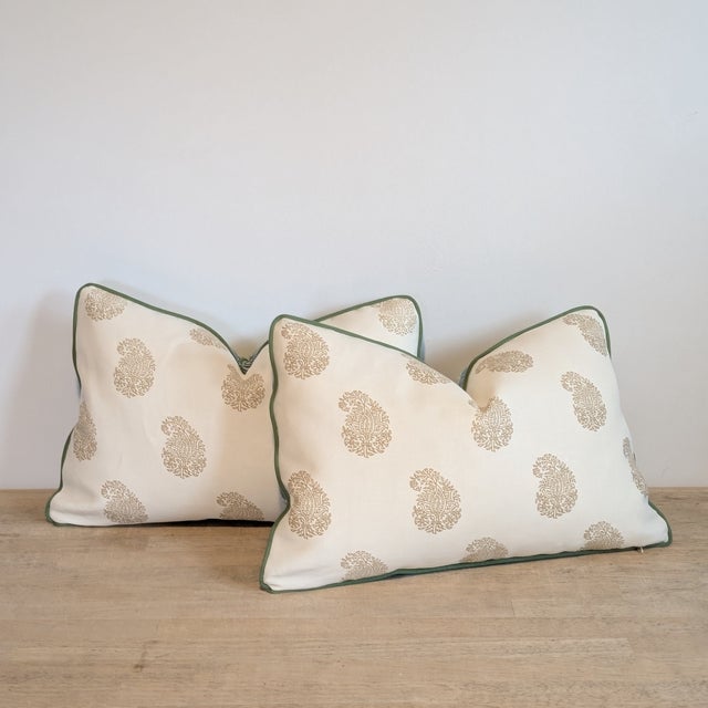 2020s Brunschwig & Fils Shishi Dragon Lumbar Pillows With Quadrille Backs For Sale - Image 5 of 7