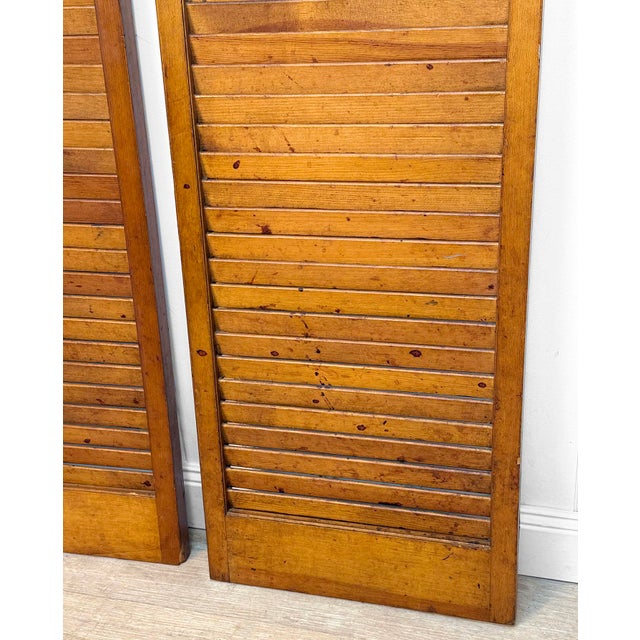 Vintage Western Louvered Pine Swinging Saloon Doors - A Pair For Sale - Image 9 of 12