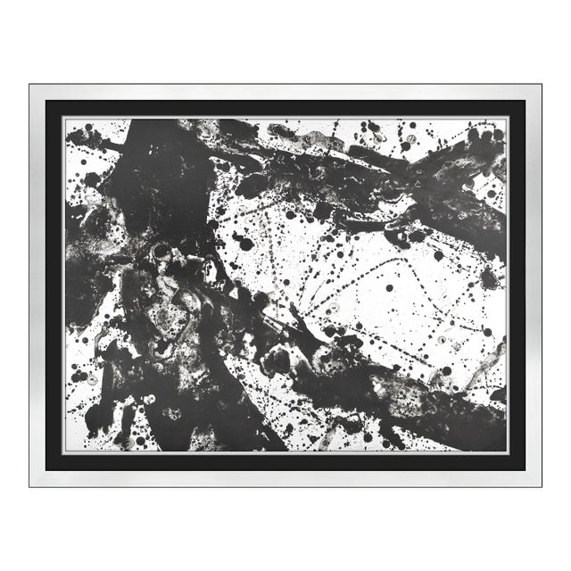 1973 Silver Field Abstract Black Lithograph Sam Francis For Sale
