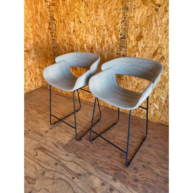 Pair of Bludot of Racer Counter Stools in Marine Tait For Sale - Image 15 of 15