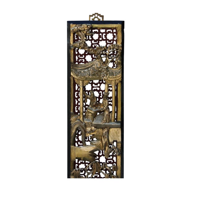 3d Golden Lacquer Wood Carving "Story of Ancient Warriors Iv" Wall Panel For Sale In San Francisco - Image 6 of 8