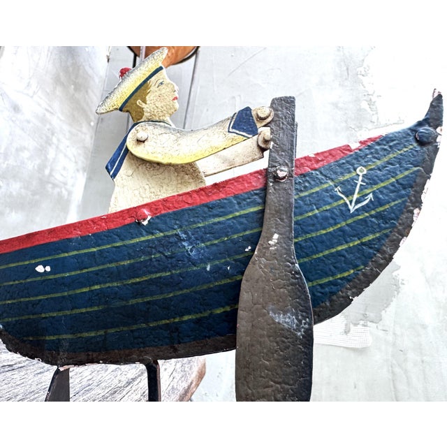 Large Vintage Kinetic Boat Nautical Balancing Sculpture in Metal, 1950s For Sale - Image 13 of 15