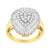 Contemporary 10K Yellow Gold 1.0 Cttw Round and Baguette Cut Diamond Oval Shaped Cluster Ring (I-J Color, I1-I2 Clarity) - Size 6 For Sale - Image 3 of 7