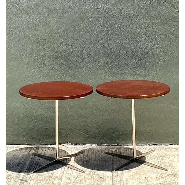 Early 21st Century Bernhardt Design Modern Wood and Chrome Accent Tables For Sale - Image 5 of 16