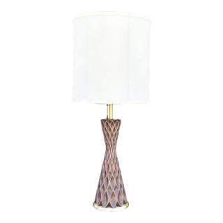 1950s Mid-Century Gerald Thurston for Lightolier 'Honeycomb' Ceramic Table Lamp For Sale