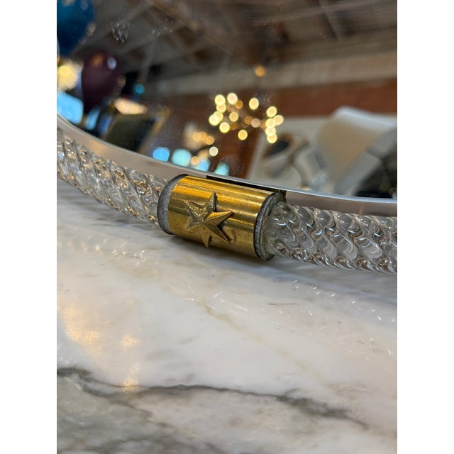 Murano Vintage Murano Style Twisted Art Glass Vanity Mirror With Brass Accents For Sale - Image 4 of 9