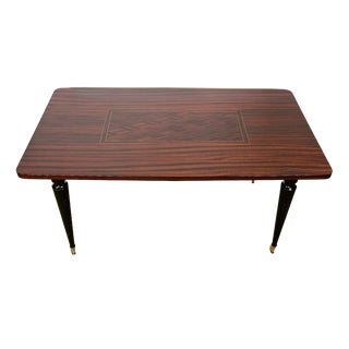 French Modern Dining Table in Marquetry Macassar Ebony, 1950s For Sale