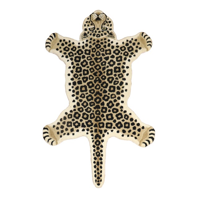 Contemporary Leopard Hand-Tufted Rug, 3' X 5' For Sale
