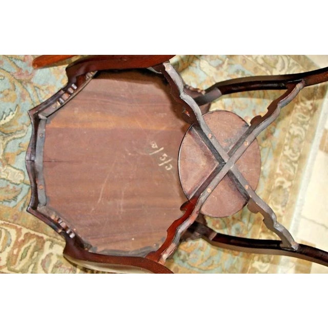 Brown 1900s Antique Mahogany Scallop Top Wood Table With Bottom Shelf For Sale - Image 8 of 8