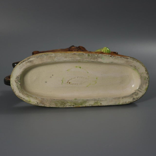 Jerome Massier Majolica Frog With Wheelbarrow For Sale - Image 10 of 14