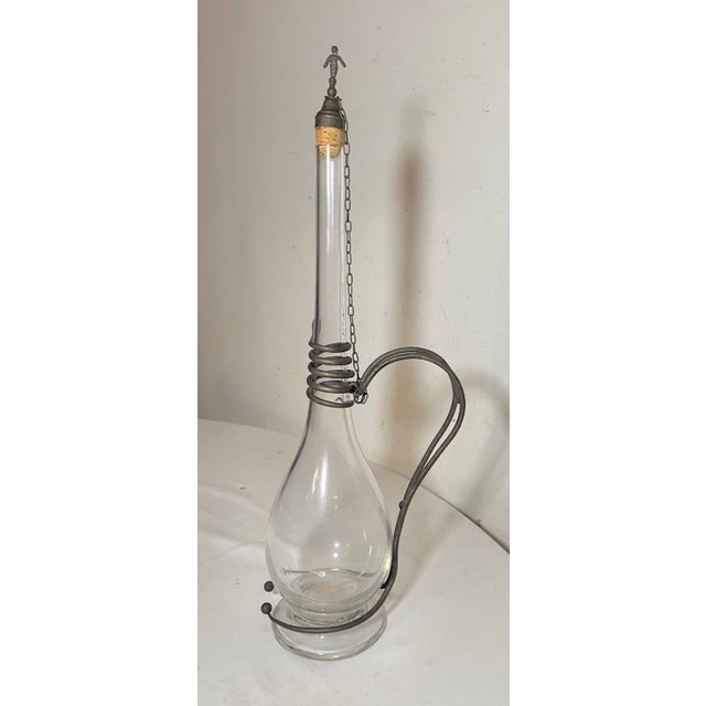 Antique 1800's Handmade Bronze Hand Blown Glass Wine Claret Decanter Egypt Snake For Sale In New York - Image 6 of 12