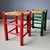Wood Green and Red Rush Stools, 1970s, Set of 4 For Sale - Image 7 of 8
