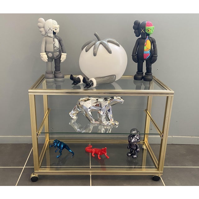 Vintage Storage Unit in Gold-Plated Metal and Glass by Pierre Vandel, 1970s For Sale - Image 15 of 16