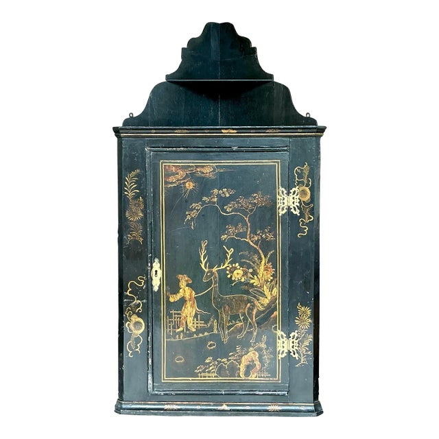 Vintage Asian Chinoiserie Floating Corner Cabinet For Sale