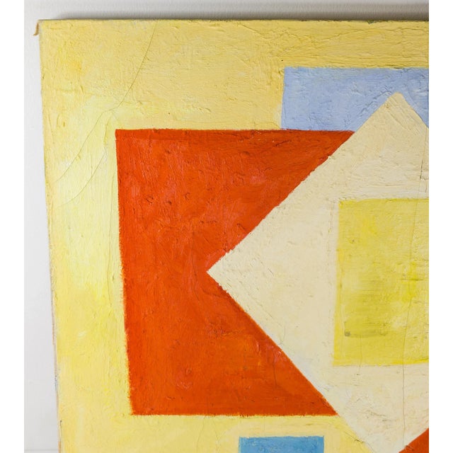 Mid-Century Modern Geometric Abstract Oil on Canvas by Sara Harris For Sale - Image 4 of 11