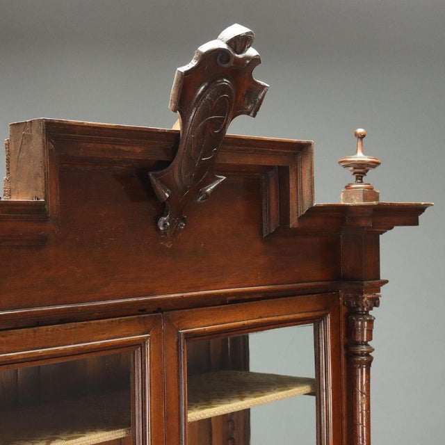 Walnut Display Cabinet with Glass Doors For Sale - Image 6 of 13