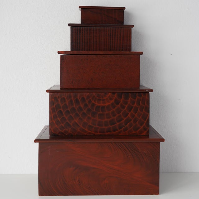 Vintage Vermont Stacking Stash Box Collection- Set of 5 For Sale - Image 14 of 15