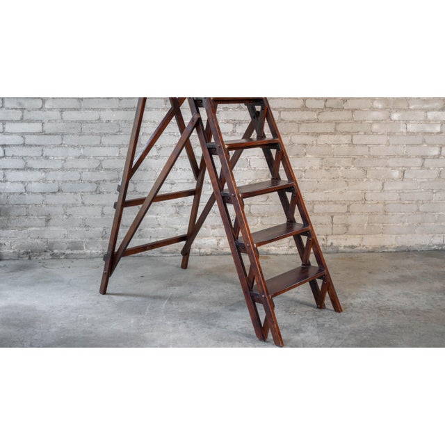 Arts & Crafts Restoration Hardware Arts and Crafts Folding Library Ladder Shelf For Sale - Image 3 of 15
