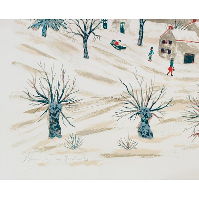 Maurice Loirand (French, 1922–2008) "Village Snow" lithograph on paper, pencil signed titled Sheet size: 20 x 25.75 inches...