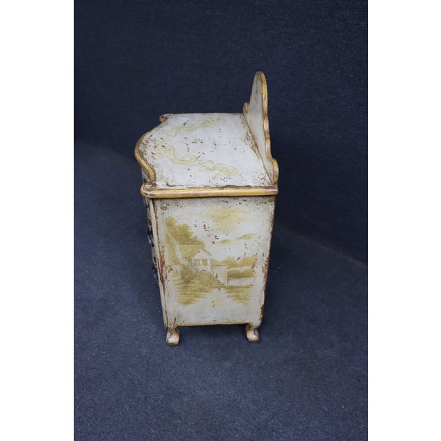 Italian Style Painted Three Drawer Commode With Scenic Decoration For Sale - Image 12 of 18