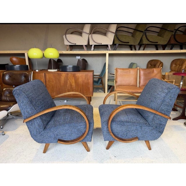 Art Deco Armchairs attributed to Jindrich Halabala, Set of 2 For Sale - Image 5 of 18