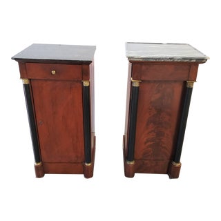 Early 19th Century Associated Pair of Empire Nightstands For Sale