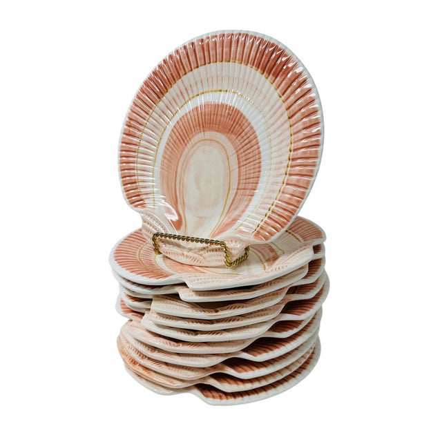 Hollywood Regency Vintage 1976 Fitz & Floyd "Coquille" Figural Shell Plates - Set of 11 For Sale - Image 3 of 16