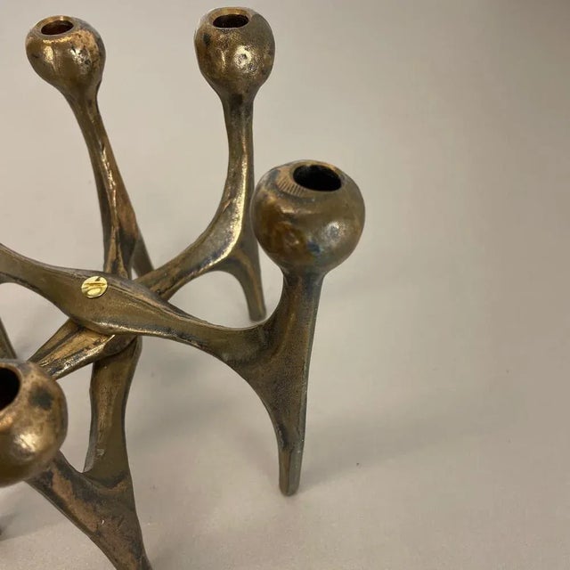Mid-Century German Brutalist Candleholder in Bronze from Michael Harjes, 1960s For Sale - Image 9 of 18