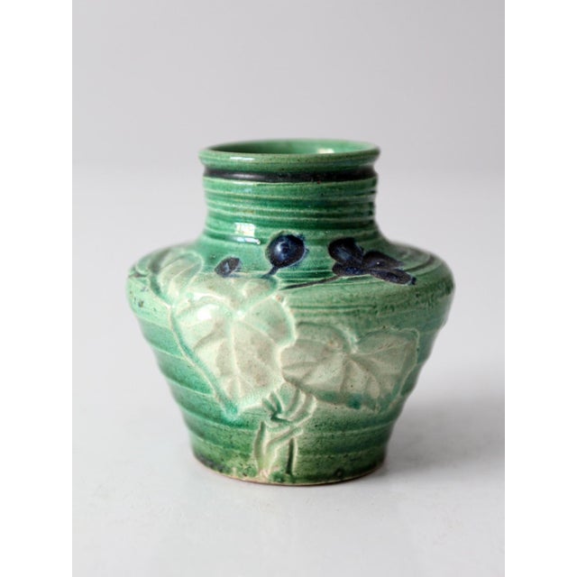 Green Vintage Green Art Pottery Bud Vase For Sale - Image 8 of 9