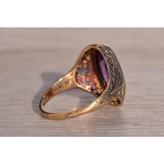 Metal The Mount Elbert: Elongated Oval Sapphire in Antique Filigree Ring For Sale - Image 7 of 11