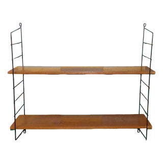 Vintage String Shelf in Walnut, 1960s For Sale