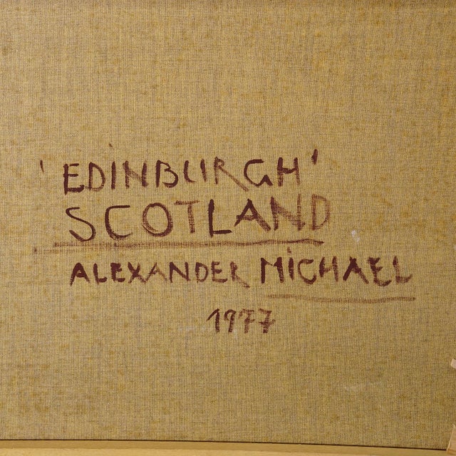 Cityscape Edinburgh – Oil Painting by Alexander Michael, 1977 For Sale - Image 6 of 6