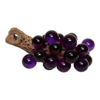 Mid-Century Modern Purple Lucite Acrylic and Driftwood Grape Cluster Centerpiece For Sale