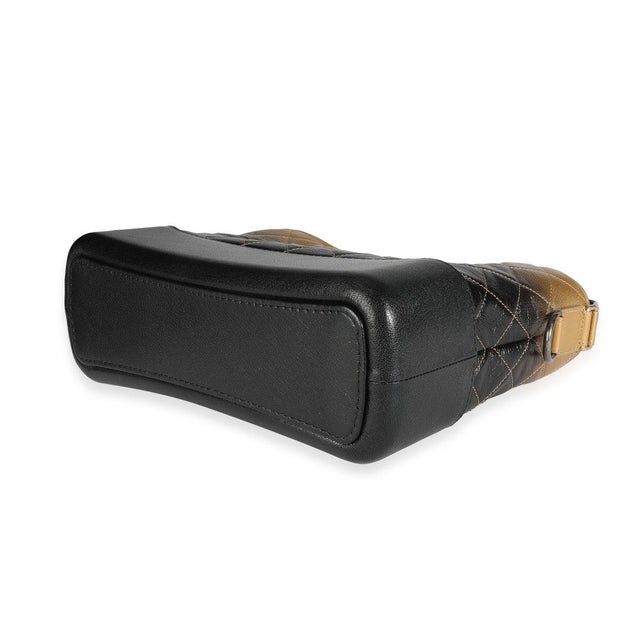 Black & Gold Ombré Quilted Goatskin Medium Gabrielle Hobo For Sale In New York - Image 6 of 8