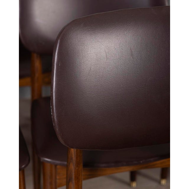 Brown Vintage Wood and Leather Chairs by Anonima Castelli from Castelli, 1960s, Set of 8 For Sale - Image 8 of 16