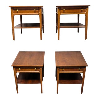 1960s Pair End Tables Walnut Mersman For Sale