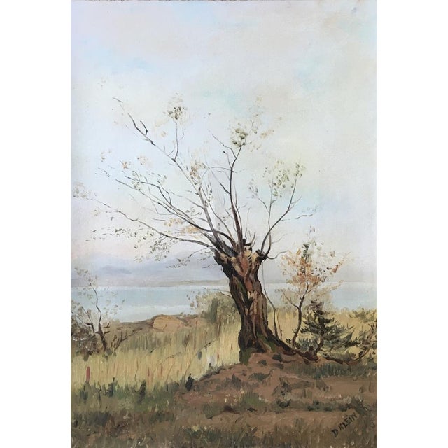 Daniel Klein, Arbre en automne avec vue sur le lac, Oil on Canvas For Sale - Image 7 of 7