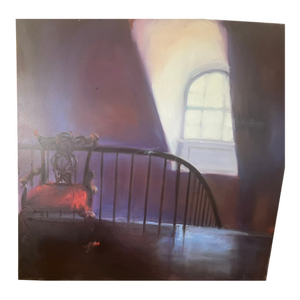 1990s Painting by Beverly Dennis 'Red Chair at Stairway"