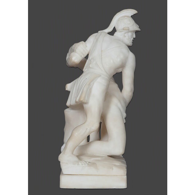 Pair of Antique Italian Marble Mythological Sculptures, Hercules & Diomedes and Menelaus Carrying Patroclus, Attributed to Antonio Frilli Description For Sale - Image 4 of 14