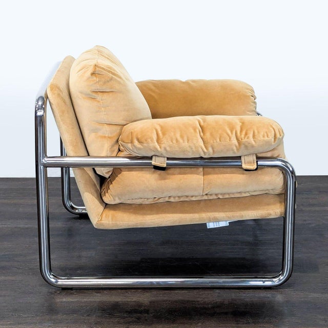 West Elm West Elm Desmond Lounge Chair With Chrome Frame and Plush Cushions For Sale - Image 4 of 7