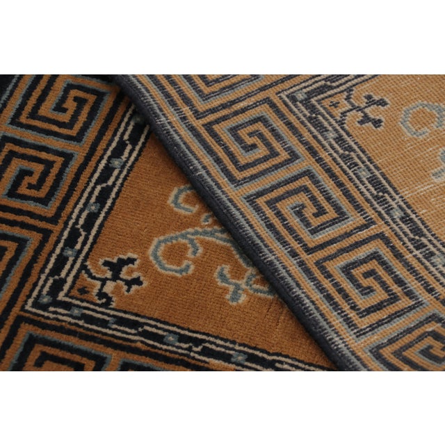 Beige Rug & Kilim’s Chinese Art Deco Inspired Rug, Brown With Greek Key Border For Sale - Image 8 of 8