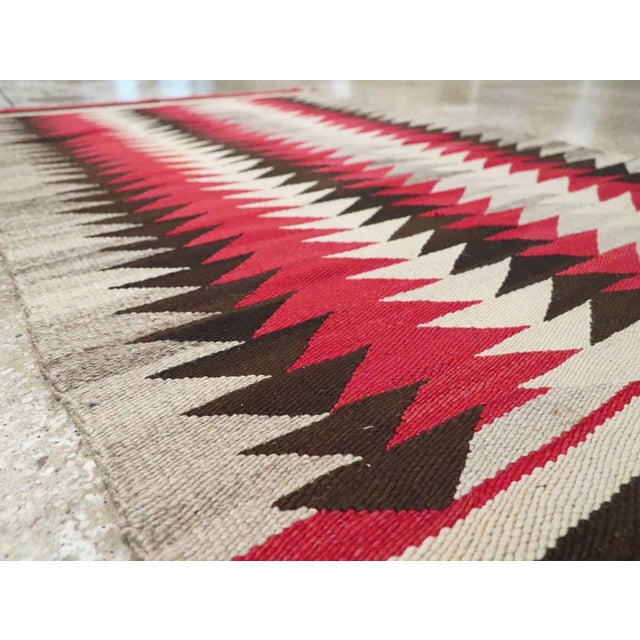 Raspberry Red Galerie Shabab Collection Tribal Mid-20th Century Handmade American Flatweave Navajo Throw Rug For Sale - Image 8 of 9