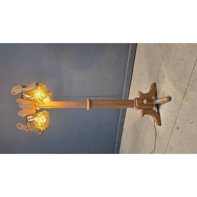 Rustic Rustic Oak and Murano Glass Floor Lamp, 1960s For Sale - Image 3 of 14