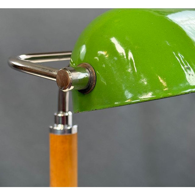 1920s Chrome Table Lamp with Green Glass Lampshade, 1920s For Sale - Image 5 of 6