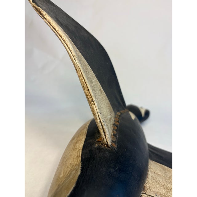 Wood Vintage Hand Carved Wood and Canvas Duck Decoy For Sale - Image 7 of 10