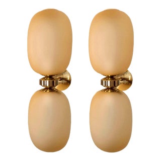 Scandinavian Amber Mid Century Modern, Murano Glass Sconces - Pair For Sale