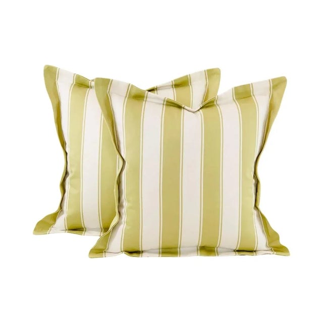 Free Spirit Designer Vicki Payne Green & White Awning Cabana Stripe Fabric- 8.7 Yards For Sale - Image 4 of 8