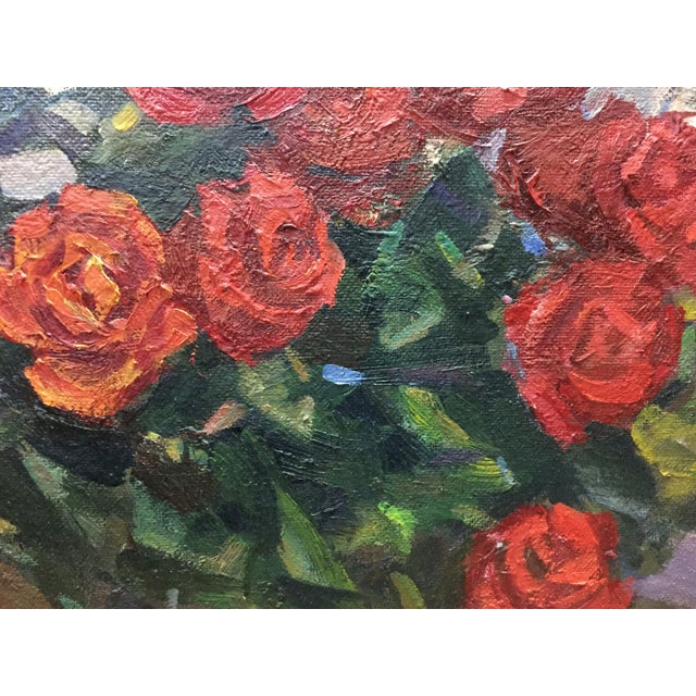 1960s 1960s Oil Painting Red Roses Belov Victor Emelyanovich For Sale - Image 5 of 11